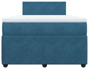vidaXL Κρεβάτι Boxspring με Στρώμα Μπλε 120x200 εκ. Βελούδινο