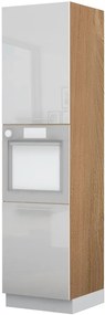 Επιδαπέδιο ντουλάπι φούρνου ψηλό Raval K23-60-2KR-Καρυδί - Λευκό γυαλιστερό - 60.00Χ60.00Χ235.00cm
