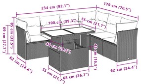 Σαλόνι Κήπου Σετ 7 τεμ. Μπεζ Συνθετικό Ρατάν με Μαξιλάρια - Μπεζ