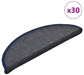 vidaXL Πατάκια Σκαλοπάτια 30 τεμ. Σκούρο Γκρι και Μπλε Ημίστρογγυλά 56x17x3 εκ.