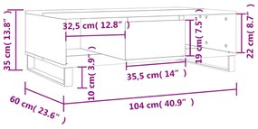 Τραπεζάκι Σαλονιού Λευκό 104x60x35 εκ. από Επεξεργασμένο Ξύλο - Λευκό