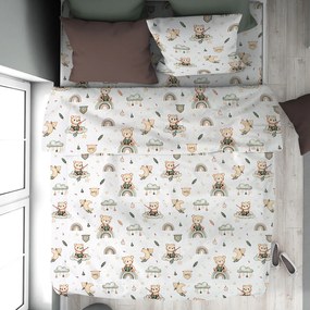 Σεντόνια Μονά (Σετ 3τμχ) Dimcol Cloudy Bear 581 White - Olive