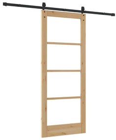 vidaXL Συρόμενη Πόρτα ORKDAL Καφέ 83 x 202 εκ. Ξύλο και μέταλλο