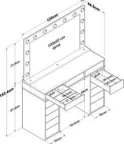Τουαλέτα Μακιγιάζ Λευκό CAFLE 120x44.5x81.6