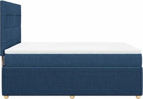 vidaXL Κρεβάτι Boxspring με Στρώμα Μπλε 140x200 εκ. Υφασμάτινο