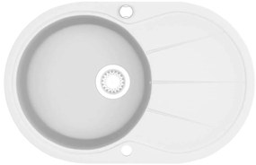 vidaXL Νεροχύτης με Μονή Γούρνα Οβάλ Λευκός Γρανιτένιος