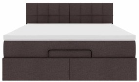 vidaXL Οθωμανικό κρεβάτι με στρώμα σκούρο καφέ 140x190cm ύφασμα