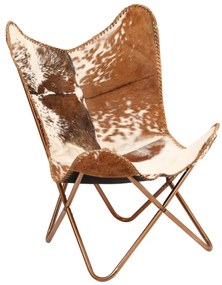 Καρέκλα Πεταλούδα Καφέ και Λευκό από Γνήσιο Δέρμα Κατσίκας