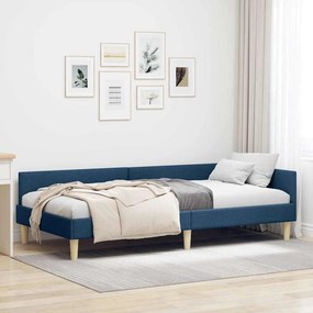 vidaXL Κρεβάτι Γωνίας Μπλε 90 x 190 cm ύφασμα