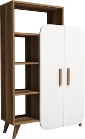 Βιβλιοθήκη Καρυδί / Λευκό DRINO 90x32x132