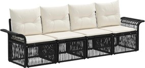vidaXL Σετ Καναπέ Κήπου 4 pcs Μαύρο συνθετικό ρατάν