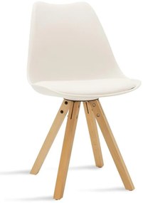 Καρέκλα Caron PP λευκό-φυσικό πόδι 48x57x80 εκ.