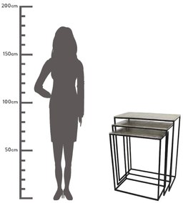 Τραπεζάκι ArteLibre Ασημί Αλουμίνιο 53x29x66cm Σετ 3Τμχ