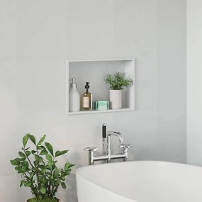 vidaXL Νίτσα Μπάνιου Λευκό 45 x 30 x 9.5 εκ. Ανοξείδωτο ατσάλι