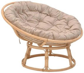 Καρέκλα - Πολυθρόνα Servey rattan pe σε φυσική απόχρωση-μπεζ μαξιλάρι Φ115x58 εκ. 115x115x58 εκ.