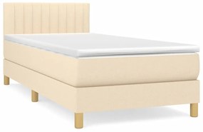 vidaXL Κρεβάτι Boxspring με Στρώμα Κρεμ 100 x 200 εκ. Υφασμάτινο