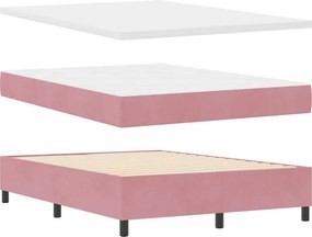 vidaXL LED Κρεβάτι με βάθρο με στρώμα Ροζ 160 x 200 cm Βελούδο