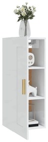 Ντουλάπι Τοίχου Γυαλιστ. Λευκό 35x34x90 εκ. Επεξεργασμένο Ξύλο - Λευκό