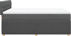 vidaXL Κρεβάτι Boxspring με Στρώμα Σκούρο Γκρι 140x200 εκ Υφασμάτινο