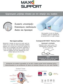 Μαξιλάρι Ύπνου Ανατομικό Μέτριο (40x60) Palamaiki Max Support Memory Foam