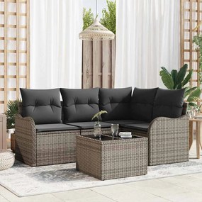 vidaXL Σετ Καναπέ Κήπου με μαξιλάρι 5 pcs Γκρι Πολυ ράταν