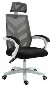 Καρέκλα γραφείου Mesa 467, Άσπρο, Γκρι, Μαύρο, 111x60x66cm, 14 kg, Με μπράτσα, Με ρόδες, Μηχανισμός καρέκλας: Κλίση | Epipla1.gr