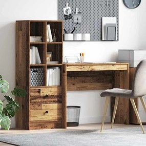 vidaXL Γραφείο με αποθηκευτικό χώρο 2 pcs Παλιό Ξύλο 90 x 40 x 76 εκ.