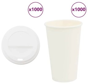 Χάρτινα ποτήρια καφέ με καπάκια 1000 τεμάχια 16oz 400ml - Λευκό