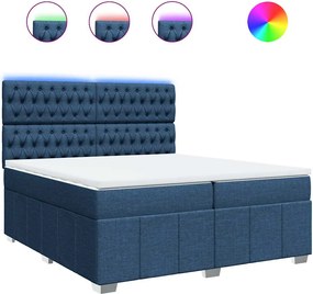 vidaXL Κρεβάτι Boxspring με Στρώμα Μπλε 200x200 εκ. Υφασμάτινο