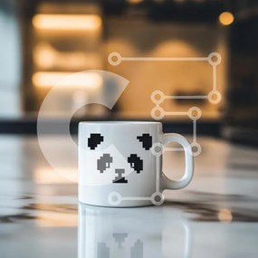 Intra Συλλεκτικό Ξύλινο Παζλ Plywood  4mm - Κούπα Panda Pixelated σε μαρμάρινο πάγκο Σε Ξύλινο Κουτί - Διαστάσεις: 10x10 cm – 25 κομμάτια