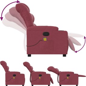 vidaXL Πολυθρόνα Μασάζ Ανακλινόμενη Μπορντό Υφασμάτινη