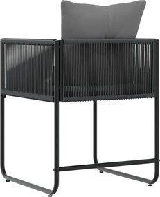 vidaXL Καρέκλα με μαξιλάρι 4 pcs Μαύρο και Ανθρακί Ράτα PE