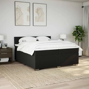 Κρεβάτι Boxspring με Στρώμα Μαύρο 200x200 εκ. Υφασμάτινο - Μαύρο