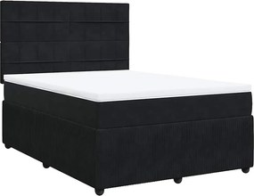 vidaXL Κρεβάτι Boxspring με Στρώμα Μαύρο 140x200 εκ. Βελούδινο