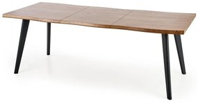 Τραπέζι Houston 717, Δρυς, Μαύρο, 75x90x150cm, 50 kg, Επιμήκυνση, Ινοσανίδες μέσης πυκνότητας, Μέταλλο | Epipla1.gr