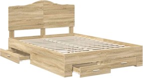 vidaXL Σκελετός Κρεβατιού Δρύς Sonoma 150 x 200 cm Επεξεργασμένο ξύλο