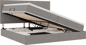 vidaXL LED Κρεβάτι αποθήκευσης με στρώμα Taupe 200 x 200 cm Ύφασμα