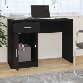 vidaXL Γραφείο με Συρτάρι &amp; Ντουλάπι Μαύρο 100x40x73 εκ. Επεξεργ. Ξύλο