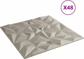 vidaXL Πάνελ τοίχου 48 pcs Αμέθυστος Μπετόν 50 x 50 cm Φελιζόλ XPS