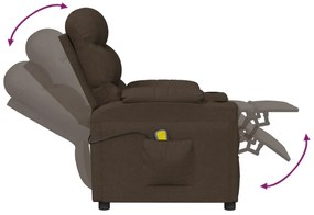 vidaXL Πολυθρόνα Μασάζ Σκούρο Καφέ Υφασμάτινη