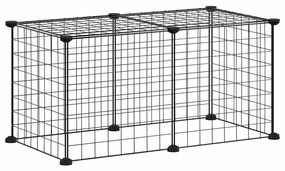 vidaXL Κλουβί για Κατοικίδια με 8 Πάνελ Μαύρο 35 x 35 εκ. Ατσάλινο