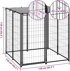 vidaXL Σπιτάκι σκύλου Μαύρο 110 x 110 x 110 από Ατσάλι