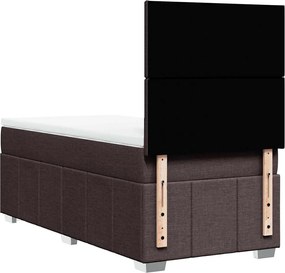 vidaXL Κρεβάτι Boxspring με Στρώμα Σκούρο Καφέ 90x200 εκ. Υφασμάτινο