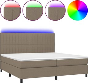 vidaXL Κρεβάτι Boxspring με Στρώμα &amp; LED Taupe 200x200 εκ. Υφασμάτινο