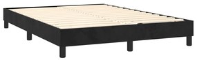 vidaXL Κρεβάτι Boxspring με Στρώμα & LED Μαύρο 140x200 εκ. Βελούδινο