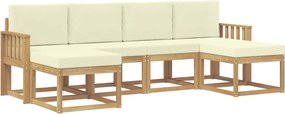 vidaXL Σειρά Καναπέ Εξωτερικού 6 pcs Λευκό και Κρεμ Πολυεστέρας