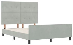 vidaXL Σκελετός Κρεβατιού Ανοιχτό γκρι 160 x 200 cm Βελούδο