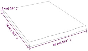 Πάγκος Μπάνιου 40x50x2 εκ. Ακατέργαστο Μασίφ Ξύλο - Καφέ