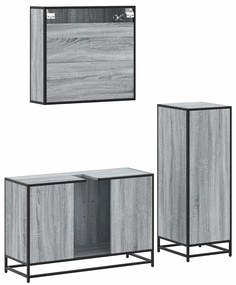 vidaXL Σετ Επίπλων Μπάνιου 3 Τεμαχίων Γκρι Sonoma Επεξεργασμένο Ξύλο