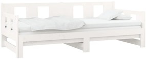 vidaXL Καναπές Κρεβάτι Συρόμενος Λευκός 2x(90x190) εκ. από Μασίφ Πεύκο